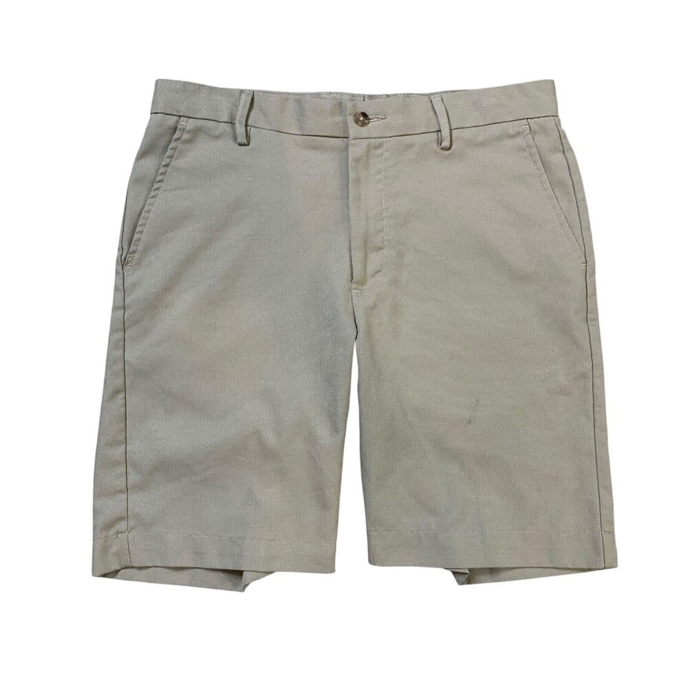 Greg Norman Shorts Mens 32 Khaki Performance Golf Flat Front Chino Slash Pockets